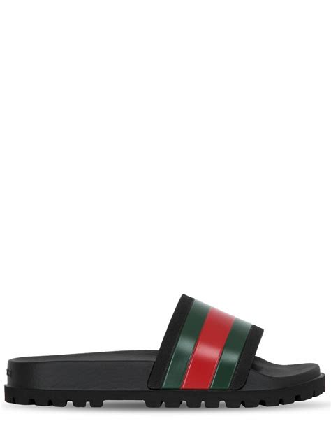 gucci web slide sandal replica|gucci rubber pursuit g slides.